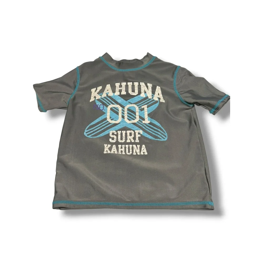 Carter's Kahuna Surf Gray Short Sleeve Rash Guard Swim Shirt Boys 3T